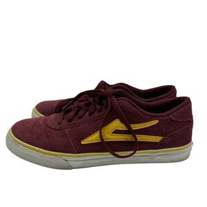 Lakai Suede Sneakers Size 9  Burgundy Red Yellow Skate Casual